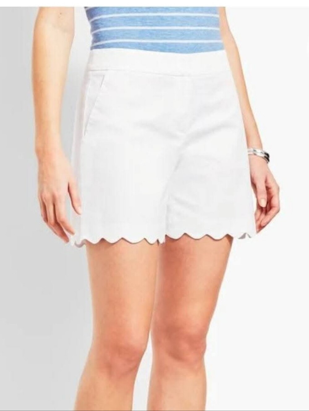 Talbots White Scalloped shorts. Size 10